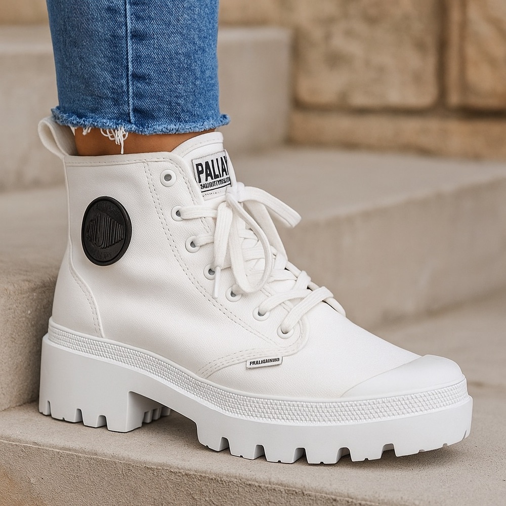 NWT Palladium Pallabase Twill Star White High-Top Boots NWT Size 9